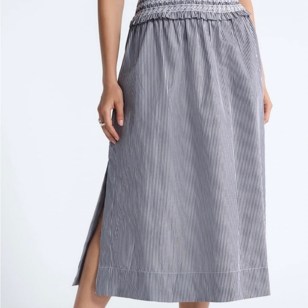 FREE ASSEMBLY | Striped Darkest Navy Max Skirt NWT